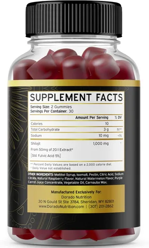 Vista 4 de DORADO NUTRITION Gomitas Shilajit para hombres y mujeres (60 gomitas) y suplemento de calostro de 1000 mg por porción