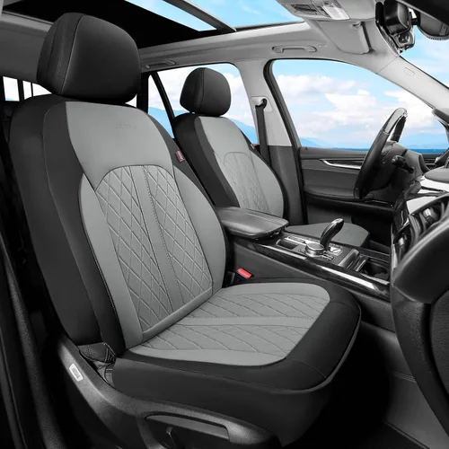 Vista 26 de Coverado Fundas universales de cuero para asientos delanteros, paquete de 2 fundas de asiento para SUV, camioneta, sedán, interior de vehículos