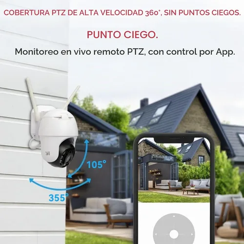 Vista 2 de YI 2K Cámara de seguridad al aire libre, visión nocturna a color, detección