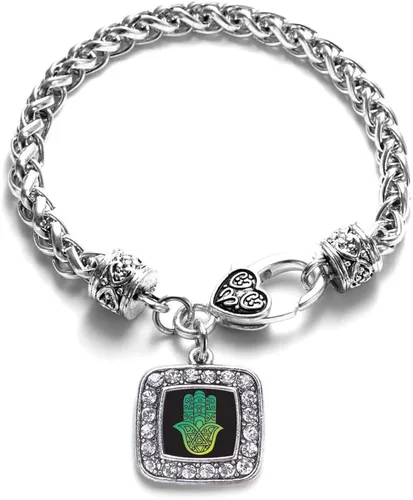Vista 240 de Pulsera de dijes cuadrados de plata con joyería de circonita cúbica