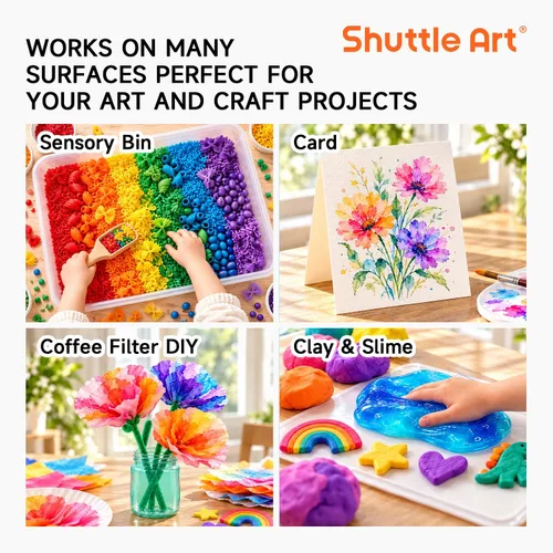 Vista 9 de Shuttle Art 8 Colors Liquid Watercolor Paint, 4oz Non-Toxic Watercolors