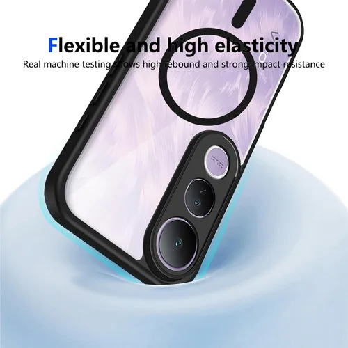 Vista 206 de Funda magnética transparente compatible con Xiaomi 17T, color negro 2 en 1 PC + TPU cubierta de teléfono a prueba de golpes, carcasa protectora
