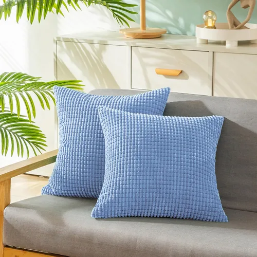 Vista 28 de CaliTime Fundas de Almohada Decorativas Paquete de 2 Cómodas de Pana Acanalada a Rayas Waffle Fundas de Cojines Decorativos para Sofá Cama