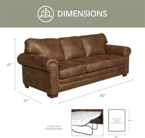 Vista 3 de American Furniture Classics Sofá cama de microfibra Buckskin de 88" en marrón