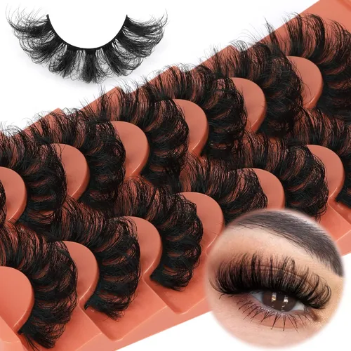 Vista 11 de TOOCHUNAG - Pestañas postizas esponjosas 8D de 20mm, pelo de visón sintético, pestañas naturales, gruesas, con volumen, ojo de gato, paquete de 7