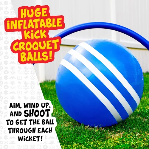 Vista 5 de Franklin Kick Croquet Game Set – Perfecto para niños y adultos – Combina fútbol y croquet – Ideal para jugar al aire libre