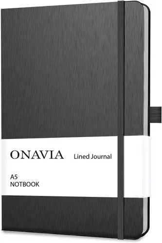 Vista 6 de ONAVIA Cuaderno rayado A5, cuaderno de notas con rayas universitarias de 7mm, diario para escribir, trabajo, escuela, viajes y toma de notas, tapa