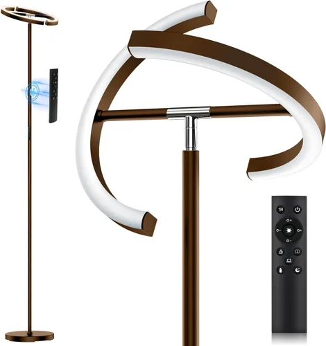 Vista 14 de SIBRILLE Lámpara de pie RGBCW mejorada de 36 W con anillo de lectura, lámpara de pie LED giratoria con control remoto, luz de pie regulable, luz