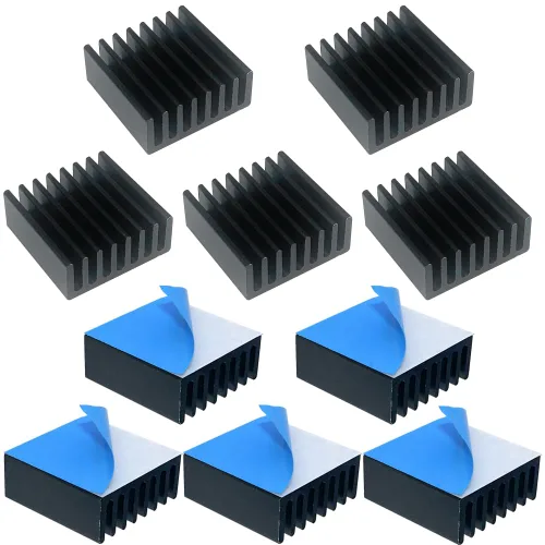 Vista 14 de Disipador de calor de aluminio negro con cinta adhesiva conductora térmica, enfriador de disipador de calor de 9 × 9 × 0.197 in para enfriar