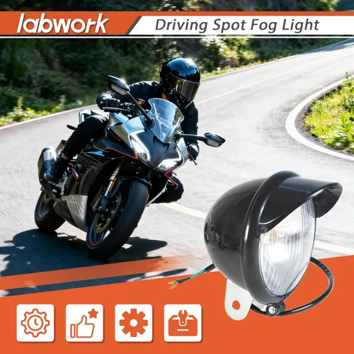Vista 2 de labwork Barra de luz antiniebla y foco de conducción para motocicleta con soporte intermitente negro