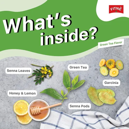 Vista 9 de FITNÈ Té verde a base de hierbas miel limón con infusión de Garcinia Senna suave desintoxicación limpia alto antioxidante sin calorías edulcorante