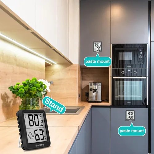 Vista 7 de Higrómetro de humedad para interiores, paquete de 3, termómetro de habitación para monitor preciso de temperatura ambiente, higrómetro digital