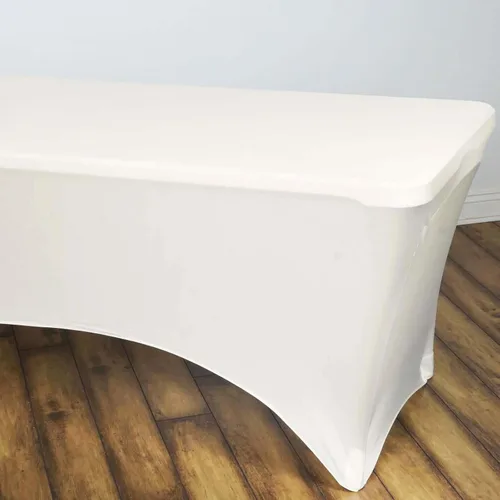 Vista 25 de Efavormart - Mantel rectangular de elastano elástico beige de 4 pies