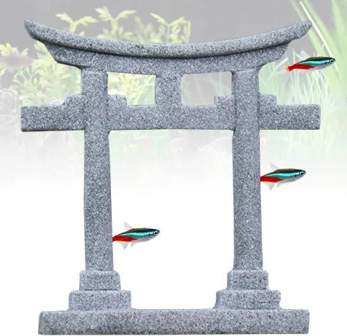 Vista 5 de livelyfish Decoraciones de acuario asiático japonés Shinto Torii puerta pecera decoraciones en miniatura santuario estilo japonés adorno submarino