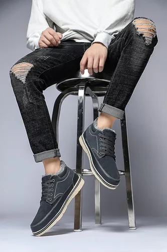 Vista 4 de CanLeg Botas de invierno para hombre, para nieve, clima frío, tobillo para exteriores, forro de piel, zapatos casuales