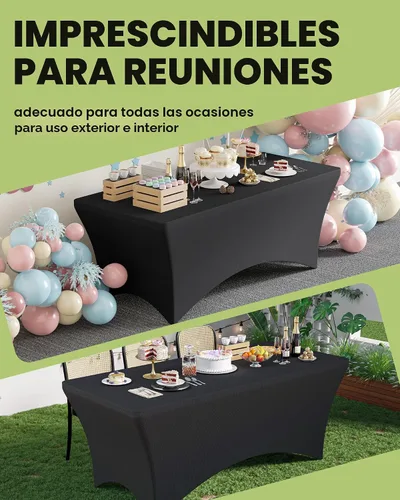 Vista 6 de Pureegg Mantel de Spandex de 6 pies - Paquete de 6, Cubierta de Mesa Ajustada y Elástica para Mesas Rectangulares, Tela Resistente a las Arrugas