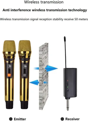 Vista 6 de Micrófono inalámbrico UHF de mano con 4 modos de imitación de sonido, rango estable de 200 pies, micrófono de mano inalámbrico para escenarios