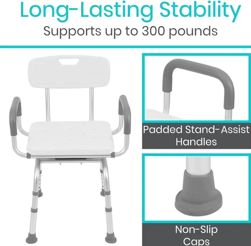 Vista 6 de Vive Silla de ducha giratoria para ducha interior, asiento para ancianos, discapacitados, adultos, personas mayores, rotación de 360°, estrecho