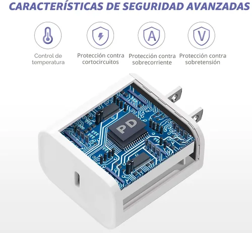 Vista 3 de Cargador para iPhone 16 y 15 de carga rápida, [certificado MFi], paquete de 2 bloques de carga rápida de 20 W tipo C con cable USB C a USB C de 6