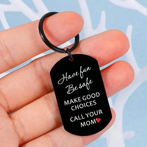 Vista 3 de Llavero de regalo de mamá inspirador con texto en inglés "I Love You", regalo para el día de San Valentín para él, niños, adolescentes, cumpleaños