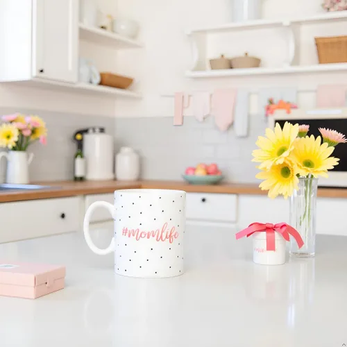 Vista 6 de Little Pear Taza Mom Life, Taza de Café de Cerámica, Regalo Ideal para Madres Nuevas y Futuras, Apta para Lavavajillas y Microondas, 13 onzas