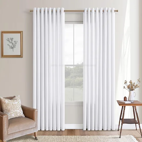 Vista 47 de Cortinas de avena con ojales DUKIYO de 96 pulgadas de largo para sala de estar, comedor, juego de 2 paneles, cortinas de arena y beige