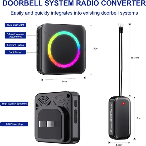 Vista 9 de Timbre de puerta inalámbrico - Compatible con Blink Video Doorbell y Blink Video Doorbell (2ª generación) (1 extensor de timbre de video 1 receptor)