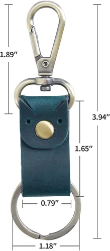 Vista 2 de Jack&Chris Llavero de cuero genuino, llavero pequeño para hombre y mujer, llavero para cinturón para hombre, JC307