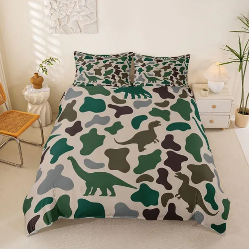 Vista 30 de Manfei Juego de funda de edredón de camuflaje de animales marinos, tamaño individual, juego de ropa de cama de camuflaje de tiburones y ballenas