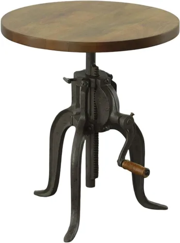 Vista 13 de Carolina Chair & Table Mesa auxiliar rústica con manivela ajustable de 18 pulgadas, base de hierro fundido para granja, sala de estar o dormitorio