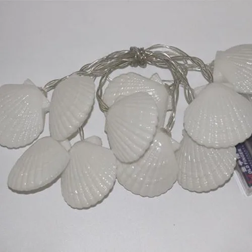 Vista 2 de Cadena de luces de concha, luz de carcasa de 5 pies con 10 LED, luces de cadena de conchas marinas alimentadas por pilas para Navidad, Halloween