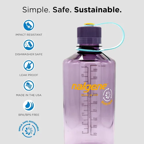 Vista 7 de Nalgene Botella de agua de boca ancha (48 onzas) y botella de agua Tritan de boca estrecha Nalgene Sustain (32 onzas)