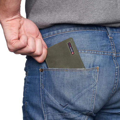 Vista 3 de Alpine Swiss Billetera de cuero de vaca para hombre, con RFID, plegable, viene en caja de regalo