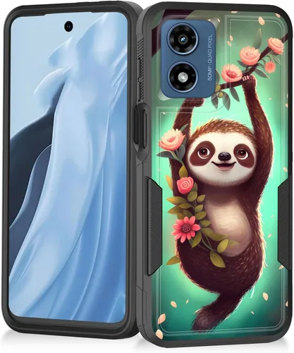 Vista 125 de Funda para Moto G Play 4G 2024, resistente de doble capa híbrida de policarbonato duro, goma suave, a prueba de golpes, funda protectora resistente