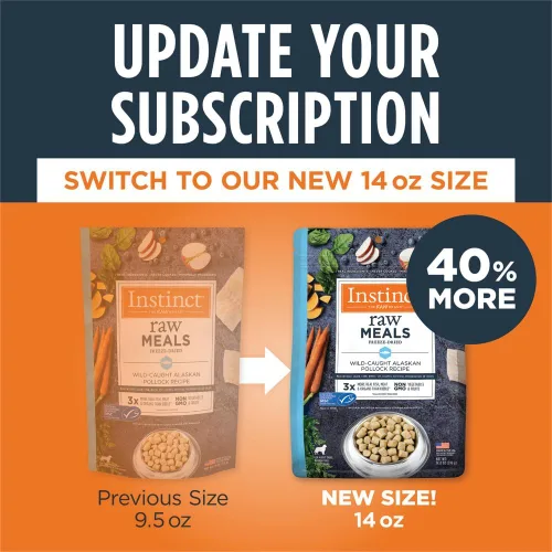 Vista 9 de Instinct Raw Meals Alimento para perros Pollock liofilizado, bolsa de 9 onzas