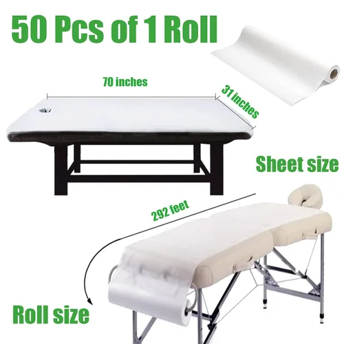 Vista 14 de 1 rollo de sábanas no tejidas desechables, 50 hojas de mesa de masaje