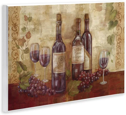 Vista 2 de Stupell - Placa de pared para cocina, botellas y uvas para decoración del Sin marco
