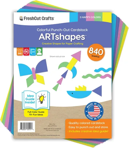 Vista 13 de ARTshapes - Paquete de 840 formas de papel creativas con guía de más de 70 ideas, cartulina hecha en Estados Unidos, suministros de manualidades DIY
