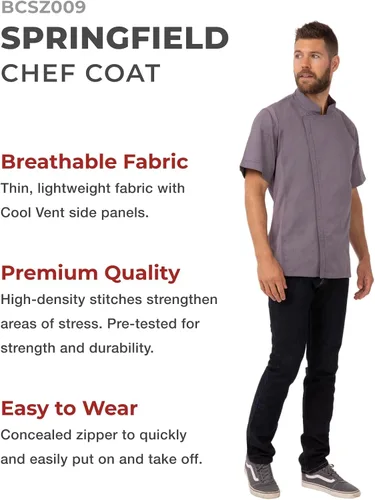 Vista 3 de Chef Works Springfield - Abrigo de chef para hombre
