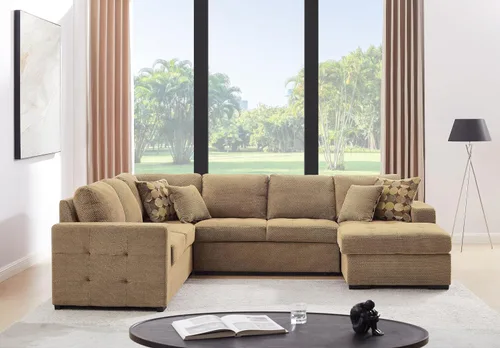 Vista 7 de THSUPER Sofá Seccional con Cama de 123 pulgadas con Cama Extraíble, Sofás Seccionales de Gran Tamaño con Chaise de Almacenamiento Sofás