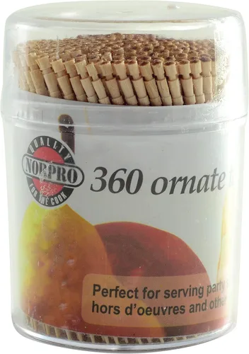 Vista 2 de Norpro Palillos de dientes de madera ornamentados, 360 piezas
