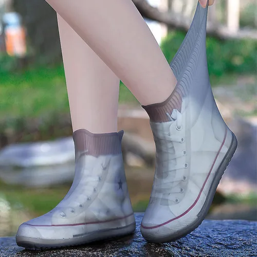 Vista 8 de SooGree - Fundas para zapatos impermeables, reutilizables, plegables, botas de lluvia, antideslizantes, con suela de goma, protectores