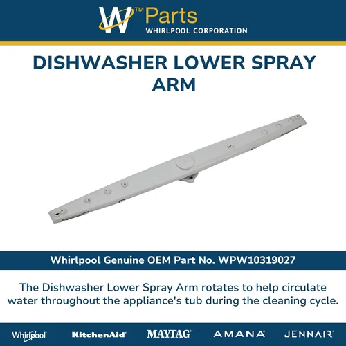 Vista 3 de Whirlpool WPW10319027 Pieza de repuesto original del ensamblaje del brazo de lavado inferior del lavavajillas del OEM - Reemplaza W10319027