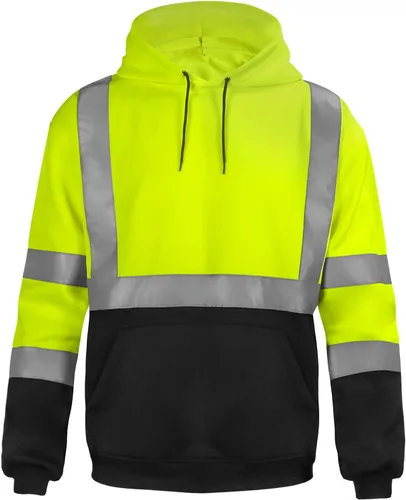 Vista 11 de sesafety Sudadera de alta visibilidad de clase 3 para hombre, sudadera con capucha, sudadera con capucha de seguridad de alta visibilidad