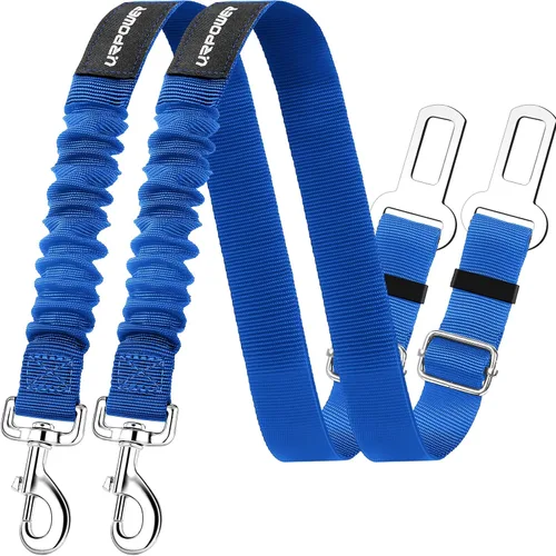 Vista 12 de URPOWER Paquete de 2 cinturones de seguridad para perro, arnés retráctil para automóvil, cinturón de seguridad ajustable para mascotas