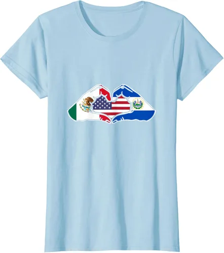 Vista 27 de Corazón manos México, El Salvador y Estados Unidos. Camiseta, Negro