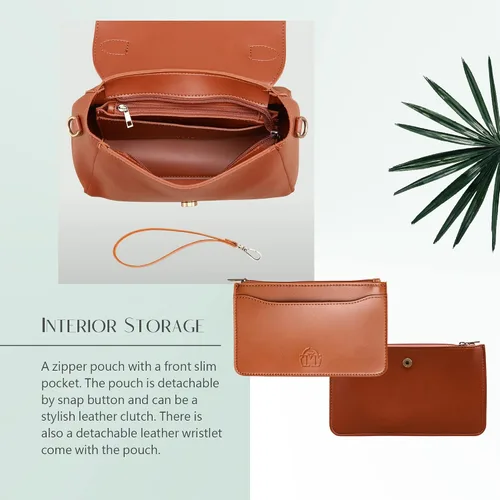 Vista 4 de Bolso vintage con solapa de cuero vegano con asa superior para mujer, bolso casual retro para el hombro, bolso clásico