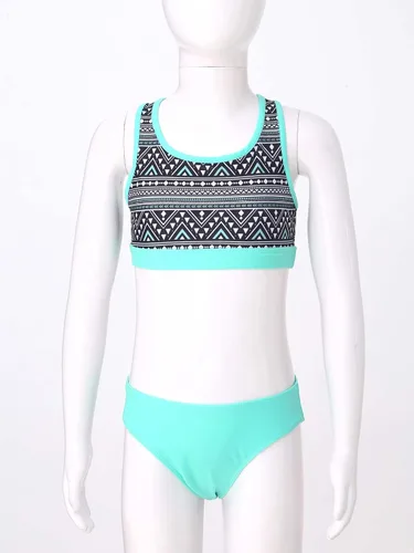 Vista 6 de Traje de baño hawaiano de 3 piezas para niñas y niñas, traje de baño de playa con parte inferior