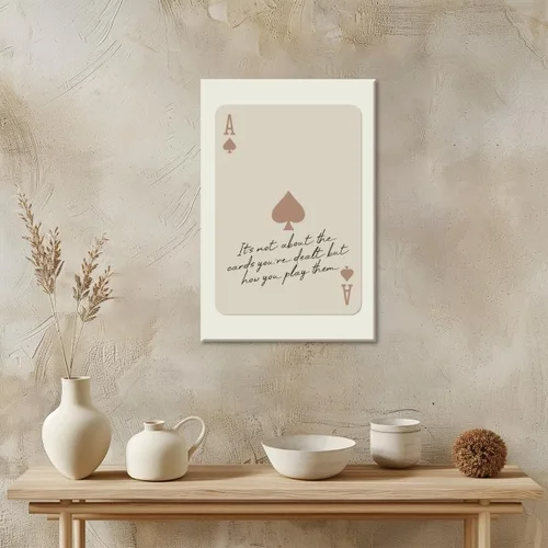 Vista 4 de Pósteres de moda Ace of Spades, tarjeta de juego retro, arte de pared, póster inspirador con cita inspiradora, tarjeta de As beige, motivacional