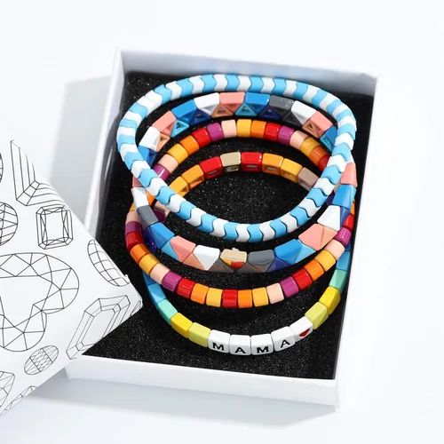 Vista 7 de Dvacaman Juego de 3 pulseras elásticas esmaltadas
